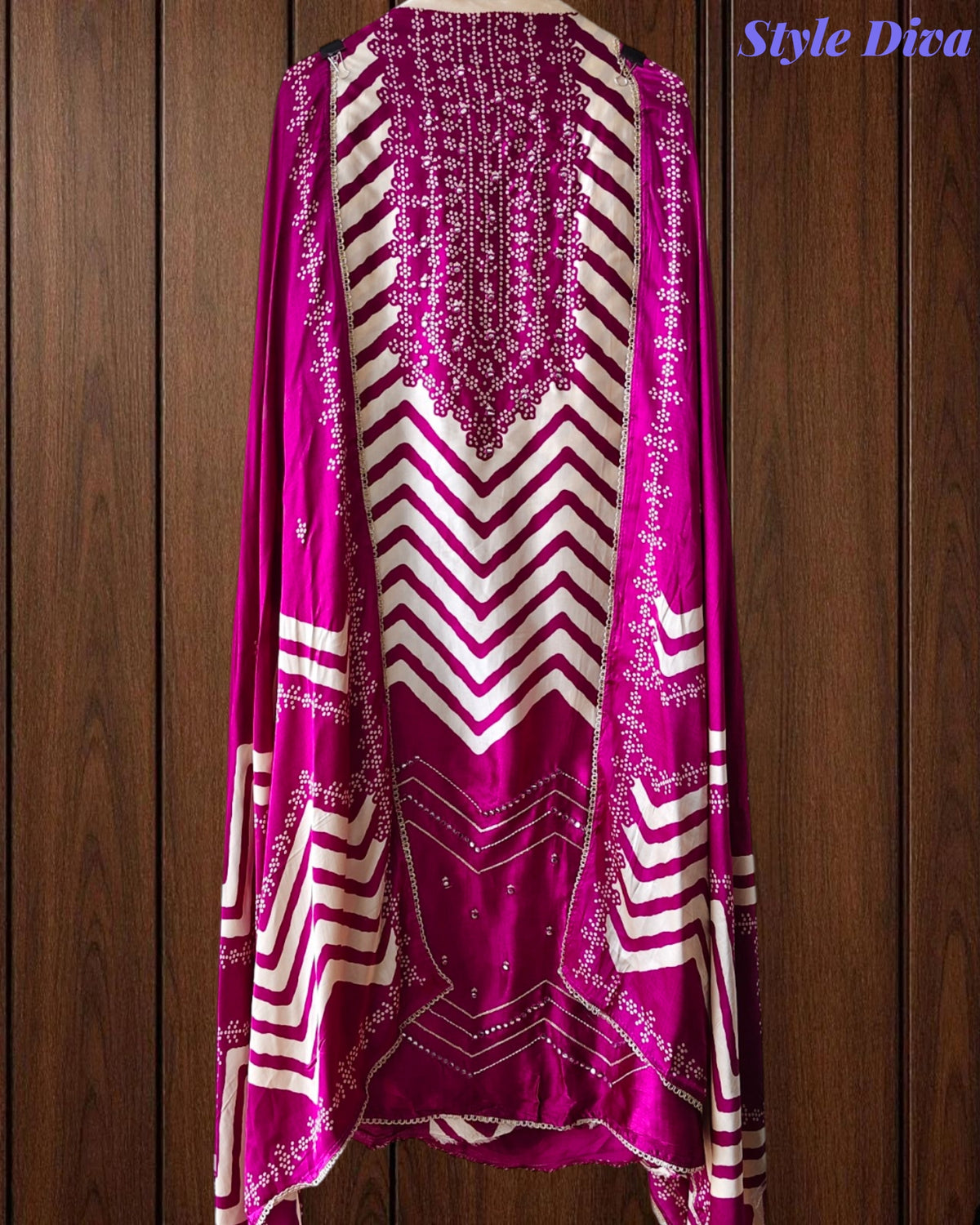 Gajji Silk Digital Print Unstitched Suit Set with Faux Mirror Highlights & Border Dupatta