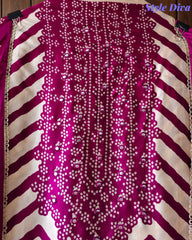 Gajji Silk Digital Print Unstitched Suit Set with Faux Mirror Highlights & Border Dupatta