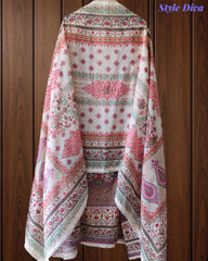 Premium Pure Cotton Digital Print Dress Material with Crochet Lace Border Dupatta