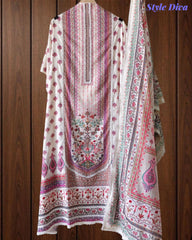 Premium Pure Cotton Digital Print Dress Material with Crochet Lace Border Dupatta