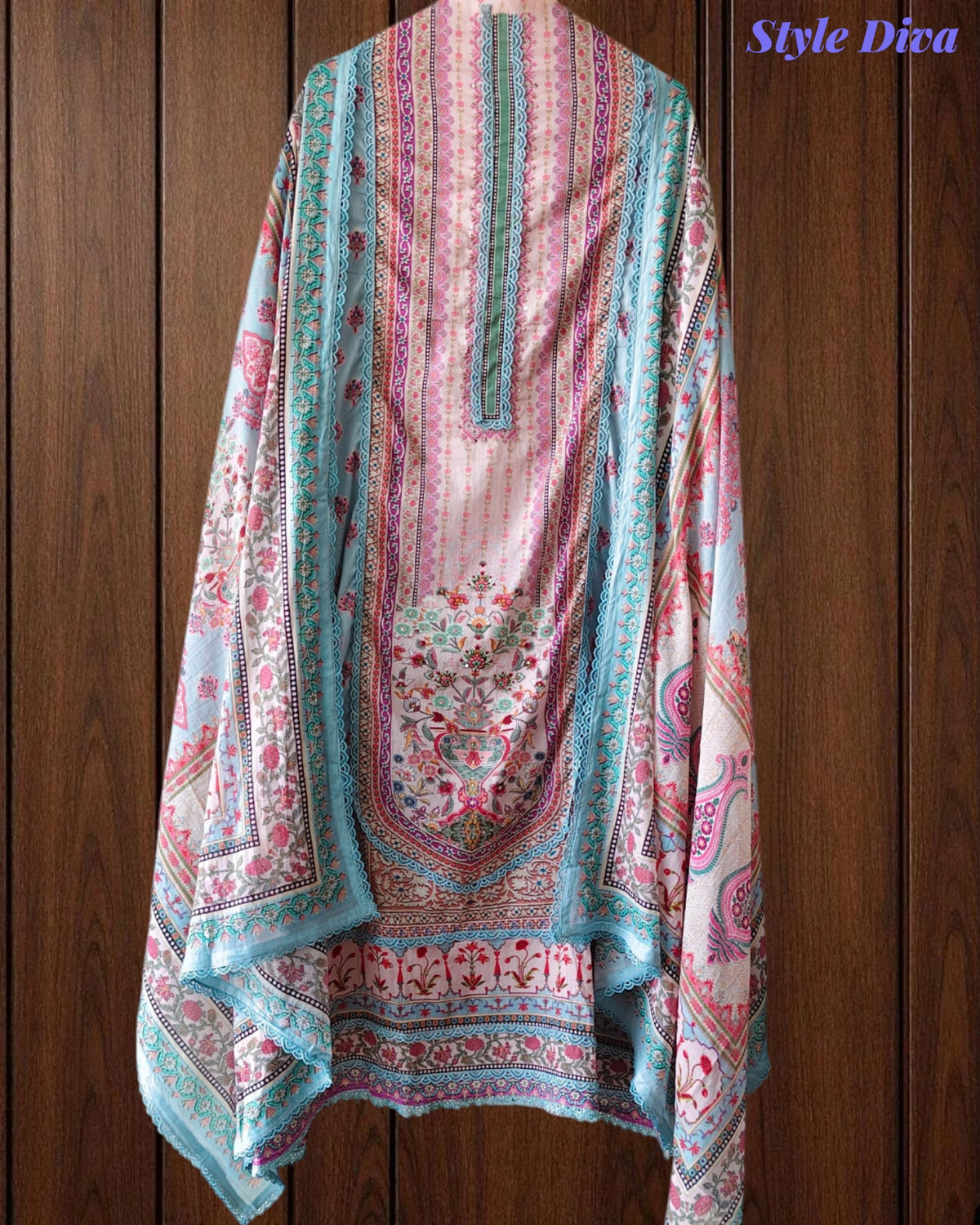 Premium Pure Cotton Digital Print Dress Material with Crochet Lace Border Dupatta