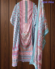 Premium Pure Cotton Digital Print Dress Material with Crochet Lace Border Dupatta