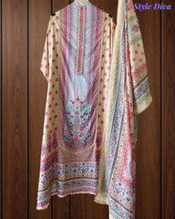 Premium Pure Cotton Digital Print Dress Material with Crochet Lace Border Dupatta