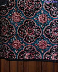 Cotton Printed Unstitched Suit Set with Faux Mirror Work & Mul Cotton Printed Dupatta