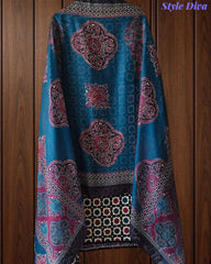 Cotton Printed Unstitched Suit Set with Faux Mirror Work & Mul Cotton Printed Dupatta