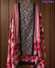 Cotton Traditional Print Unstitched Suit Set with Mul Cotton Printed Dupatta