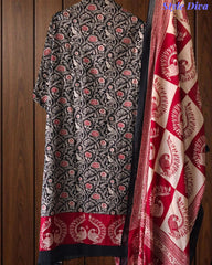 Cotton Traditional Print Unstitched Suit Set with Mul Cotton Printed Dupatta