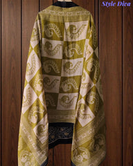 Cotton Traditional Print Unstitched Suit Set with Mul Cotton Printed Dupatta