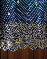 Chinnon Ombre Digital Printed 3-Piece Fully Stitched Suit with Sequin Embroidery & Shantoon Pants