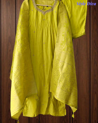 Roman Silk Fully Stitched 3-Piece Suit with Hand Work & Banarasi Silk Dupatta