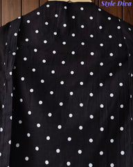 Pure Cotton Polka Printed Unstitched Suit Set with Daman Embroidery & Cotton Dupatta