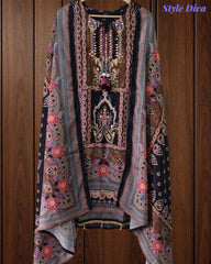 Fully Stitched-Chinnon Digital Printed Party Wear Sharara Suit Set with Cut Dana & Mirror Work
