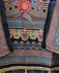 Fully Stitched-Chinnon Digital Printed Party Wear Sharara Suit Set with Cut Dana & Mirror Work