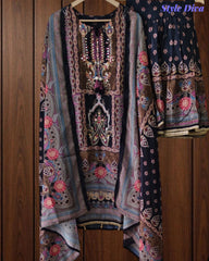 Fully Stitched-Chinnon Digital Printed Party Wear Sharara Suit Set with Cut Dana & Mirror Work