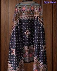 Fully Stitched-Chinnon Digital Printed Party Wear Sharara Suit Set with Cut Dana & Mirror Work