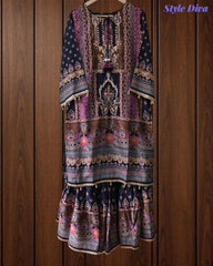 Fully Stitched-Chinnon Digital Printed Party Wear Sharara Suit Set with Cut Dana & Mirror Work