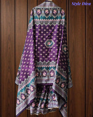 Chinnon Digital Printed Party Wear Sharara Suit Set with Cut Dana & Mirror Work | Fully Stitched