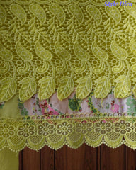 Pure Cotton Digital Print Unstitched Suit Set with Crochet Lace and Embroidered Dupatta