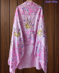 Pure Cotton Digital Print Unstitched Suit Set with Crochet Lace and Embroidered Dupatta