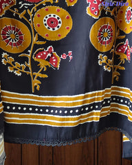 Cotton Printed Unstitched Suit Set with Faux Mirror, Knot Highlighting & Mul Cotton Dupatta