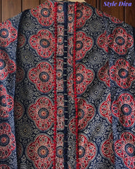 Cotton Printed Unstitched Suit Set with Crochet Lace, Zari Highlighting & Cotton Dupatta