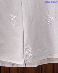 44 (2XL)-Cotton Solid Embroidered Top | Mandarin Collar | 3/4 Sleeves | Comfort Fit | Casual Wear