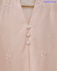 44 (2XL)-Cotton Solid Embroidered Top | Mandarin Collar | 3/4 Sleeves | Comfort Fit | Casual Wear
