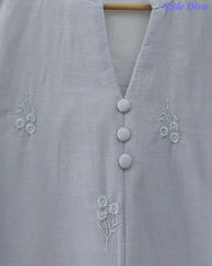 44 (2XL)-Cotton Solid Embroidered Top | Mandarin Collar | 3/4 Sleeves | Comfort Fit | Casual Wear
