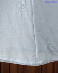 44 (2XL)-Cotton Solid Embroidered Top | Mandarin Collar | 3/4 Sleeves | Comfort Fit | Casual Wear