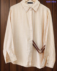 44( 2XL) -Viscose Rayon Striped Shirt with Side Fitting Belt | 3/4 Sleeves | Comfort Fit