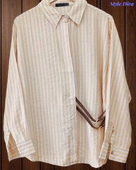 44( 2XL) -Viscose Rayon Striped Shirt with Side Fitting Belt | 3/4 Sleeves | Comfort Fit