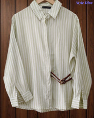 44( 2XL) -Viscose Rayon Striped Shirt with Side Fitting Belt | 3/4 Sleeves | Comfort Fit