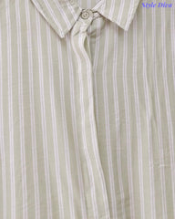 44( 2XL) -Viscose Rayon Striped Shirt with Side Fitting Belt | 3/4 Sleeves | Comfort Fit