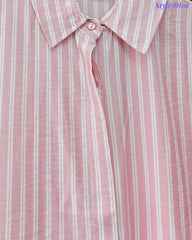 44( 2XL) -Viscose Rayon Striped Shirt with Side Fitting Belt | 3/4 Sleeves | Comfort Fit