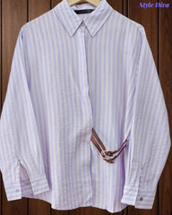 44( 2XL) -Viscose Rayon Striped Shirt with Side Fitting Belt | 3/4 Sleeves | Comfort Fit