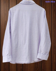 44( 2XL) -Viscose Rayon Striped Shirt with Side Fitting Belt | 3/4 Sleeves | Comfort Fit