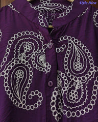 Premium Viscose Rayon 3D Embroidered Paisley Shirt | Comfort Fit | Mandarin Collar | 3/4 Sleeves