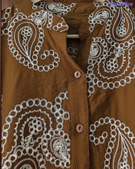 Premium Viscose Rayon 3D Embroidered Paisley Shirt | Comfort Fit | Mandarin Collar | 3/4 Sleeves