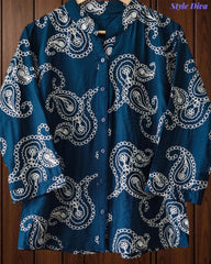 Premium Viscose Rayon 3D Embroidered Paisley Shirt | Comfort Fit | Mandarin Collar | 3/4 Sleeves