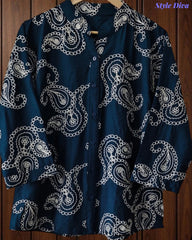 Premium Viscose Rayon 3D Embroidered Paisley Shirt | Comfort Fit | Mandarin Collar | 3/4 Sleeves