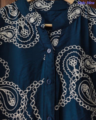 Premium Viscose Rayon 3D Embroidered Paisley Shirt | Comfort Fit | Mandarin Collar | 3/4 Sleeves