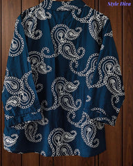 Premium Viscose Rayon 3D Embroidered Paisley Shirt | Comfort Fit | Mandarin Collar | 3/4 Sleeves