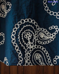 Premium Viscose Rayon 3D Embroidered Paisley Shirt | Comfort Fit | Mandarin Collar | 3/4 Sleeves