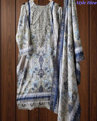 Fully Stitched - Pakistani Style Digital Print Embroidered Kurta Set with Dupatta & Pants