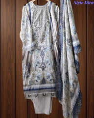 Fully Stitched - Pakistani Style Digital Print Embroidered Kurta Set with Dupatta & Pants