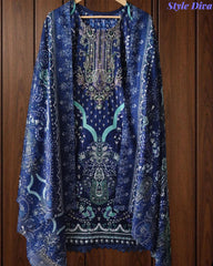 Fully Stitched - Pakistani Style Digital Print Embroidered Kurta Set with Dupatta & Pants