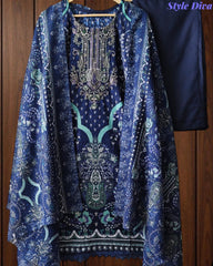 Fully Stitched - Pakistani Style Digital Print Embroidered Kurta Set with Dupatta & Pants