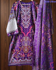 Fully Stitched - Pakistani Style Digital Print Embroidered Kurta Set with Dupatta & Pants