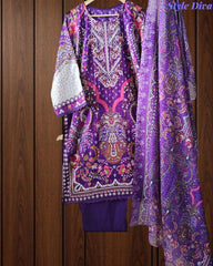 Fully Stitched - Pakistani Style Digital Print Embroidered Kurta Set with Dupatta & Pants