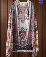 Fully Stitched - Pakistani Style Digital Print Embroidered Kurta Set with Dupatta & Pants